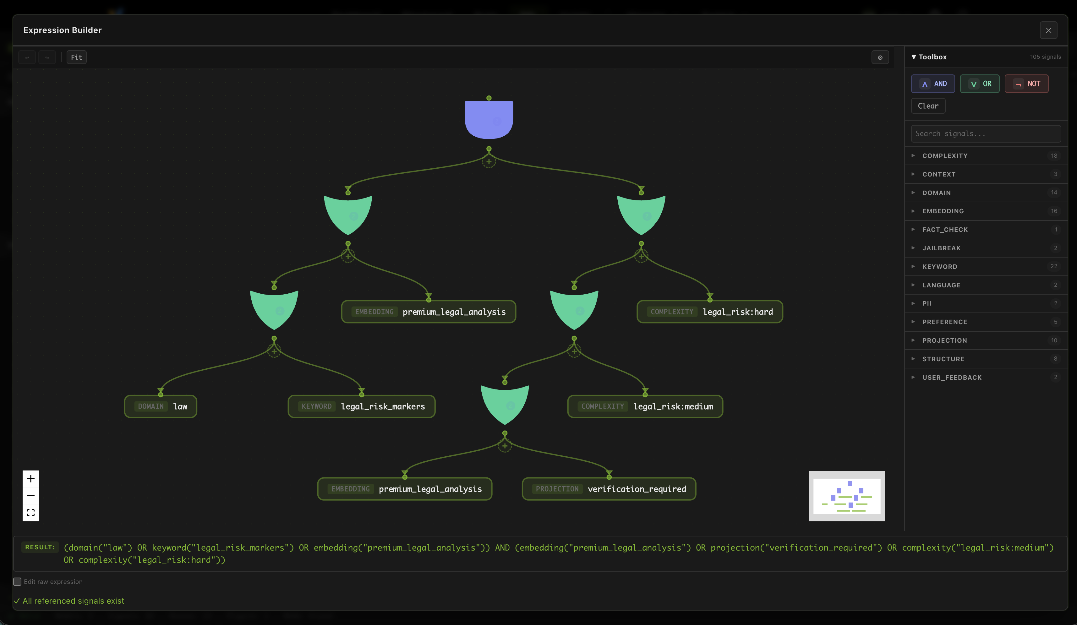 Complex boolean routing expression in the DSL editor
